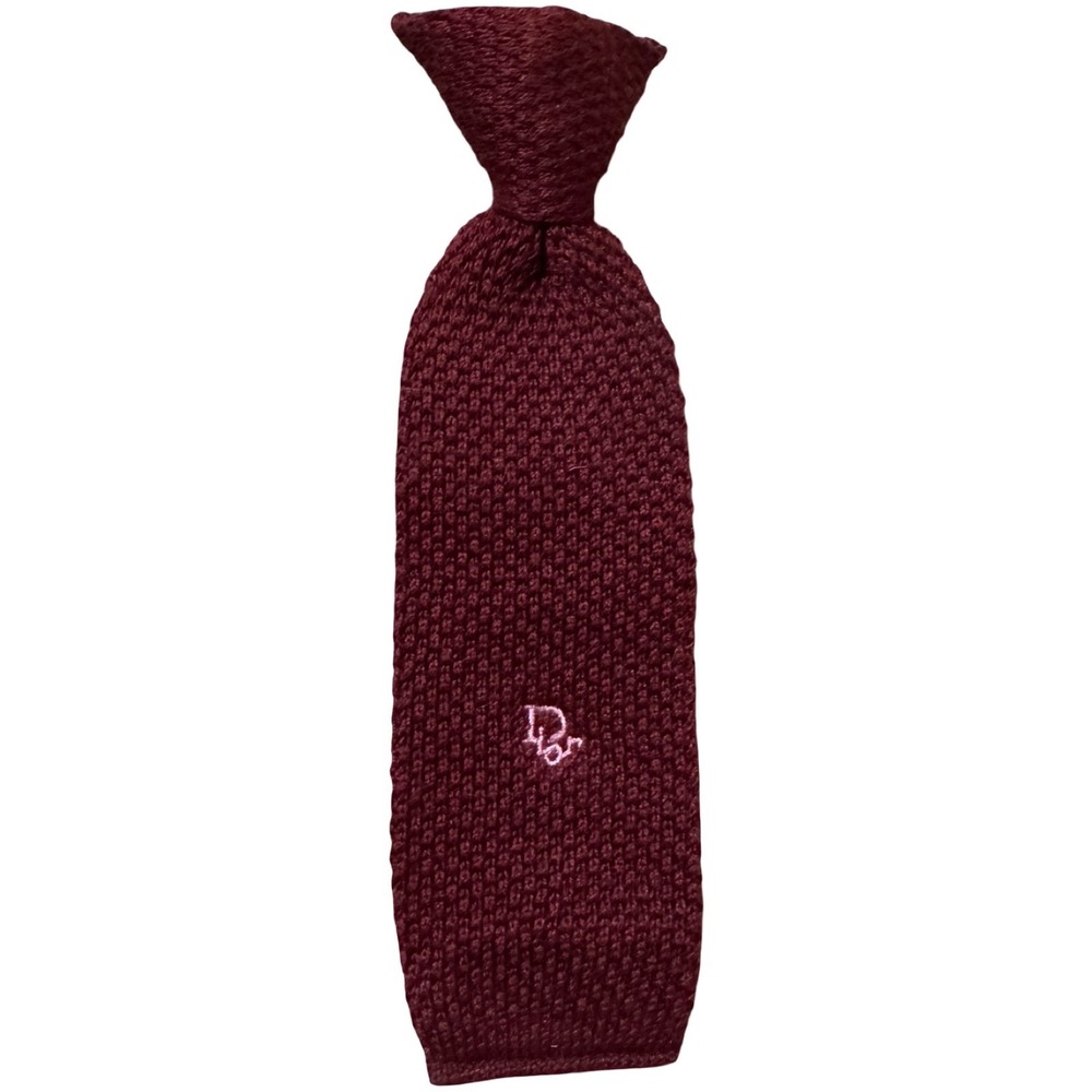 Christian Dior Toddler‎ Clip-On Tie Burgundy / Deep Rust 100% Cotton Knit USA